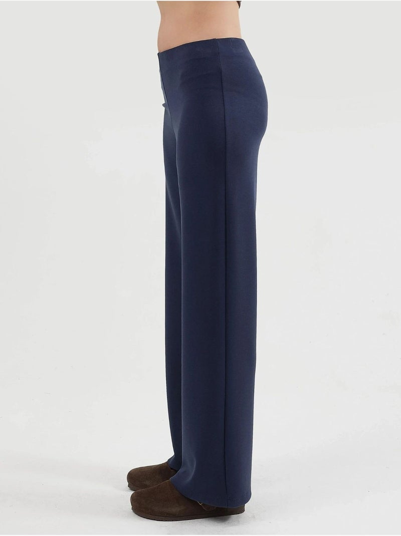 Pantalon droit taille haute busem Bleu marine - Kiabi