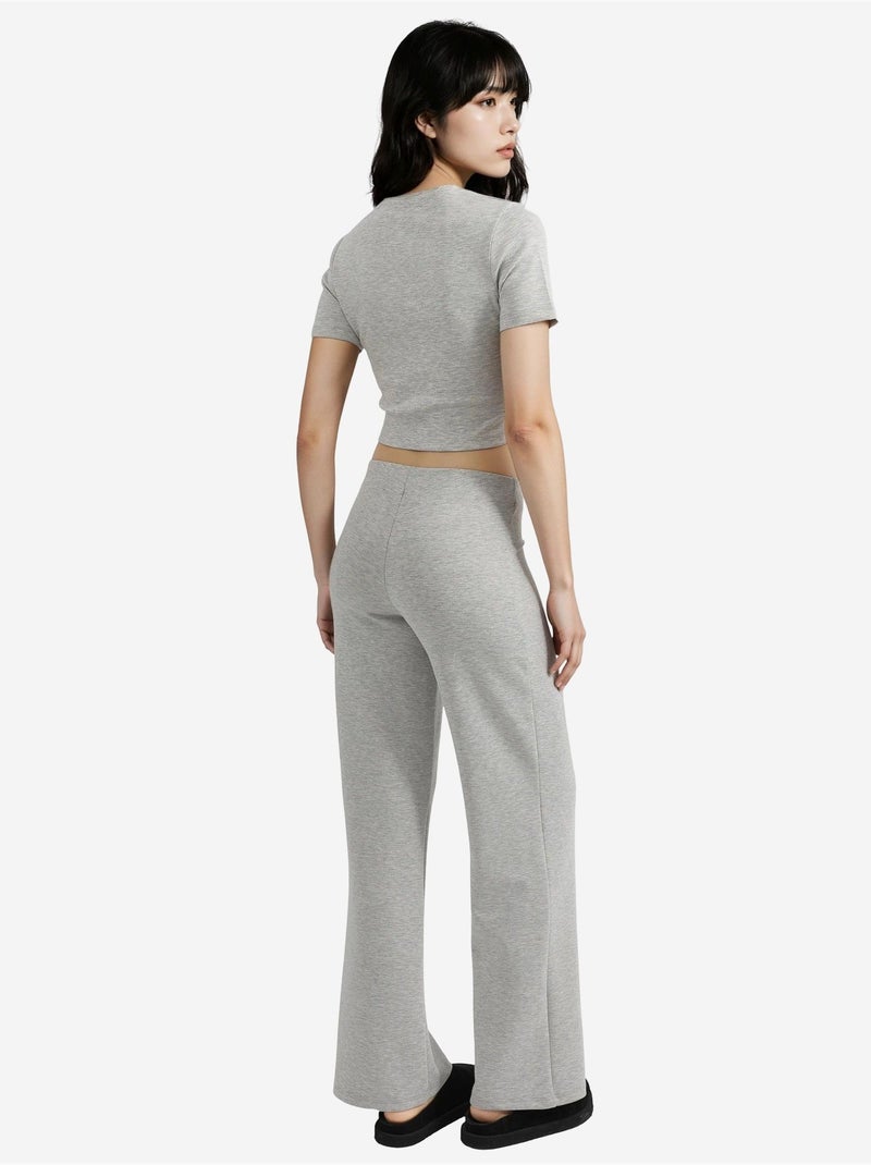 Pantalon droit taille haute busem Gris clair - Kiabi
