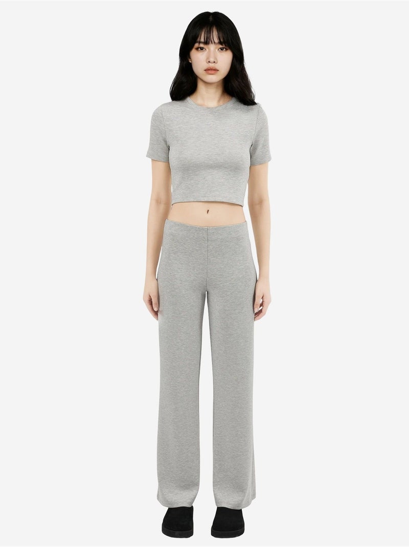 Pantalon droit taille haute busem Gris clair - Kiabi