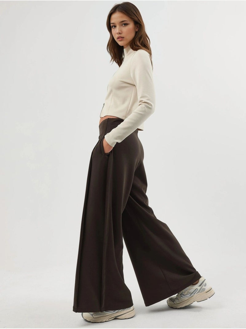 Pantalon droit taille haute busem Marron foncé - Kiabi