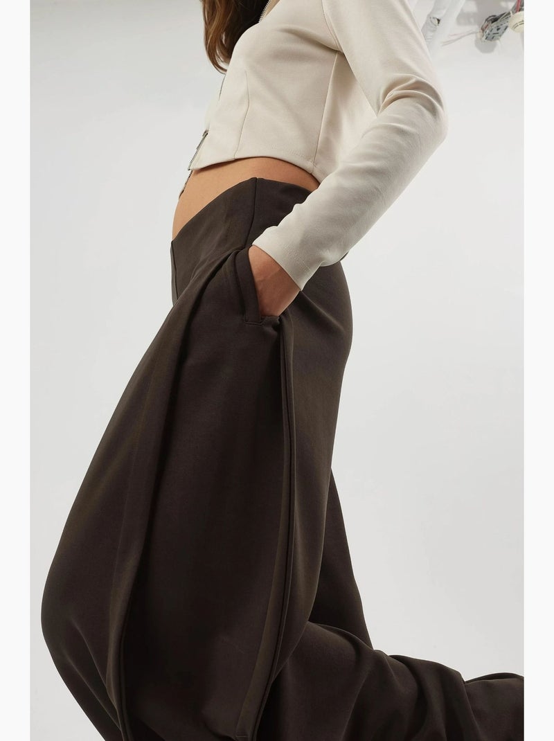 Pantalon droit taille haute busem Marron foncé - Kiabi