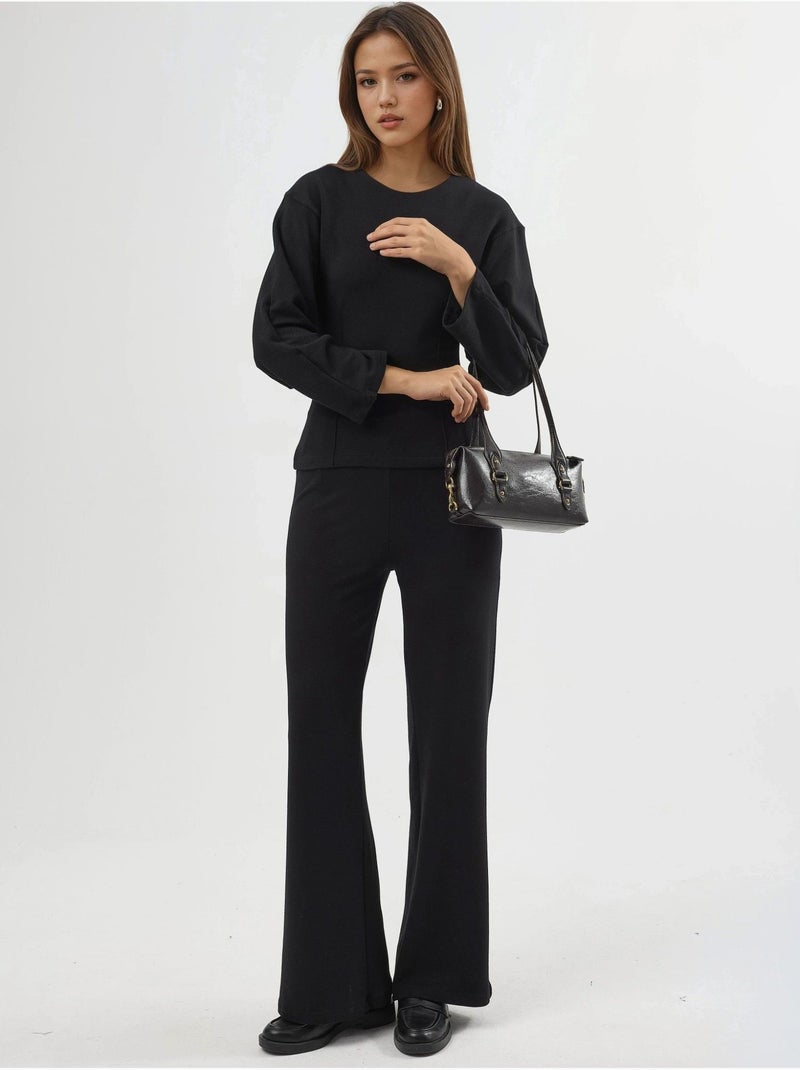 Pantalon droit taille haute busem Noir - Kiabi