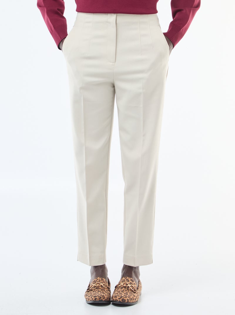 Pantalon droit taille haute Ecru - Kiabi