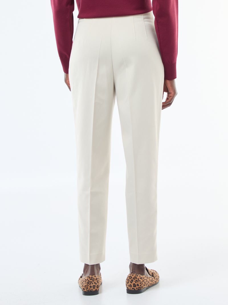 Pantalon droit taille haute Ecru - Kiabi