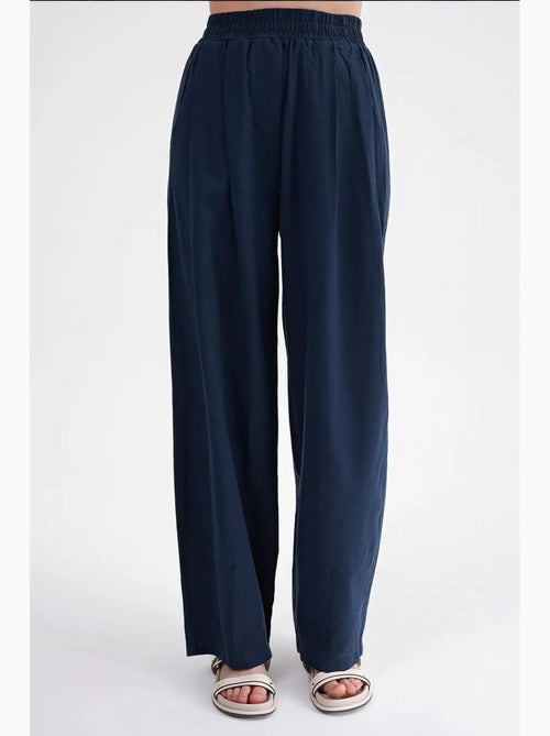 Pantalon droit taille haute en lin mélangé côtelé mixray - Kiabi Pantalon droit taille haute en lin mélangé côtelé mixray - Kiabi