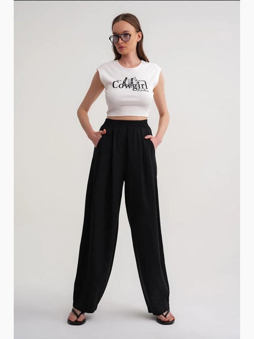 Pantalon droit taille haute en lin mélangé côtelé mixray - Kiabi Pantalon droit taille haute en lin mélangé côtelé mixray - Kiabi