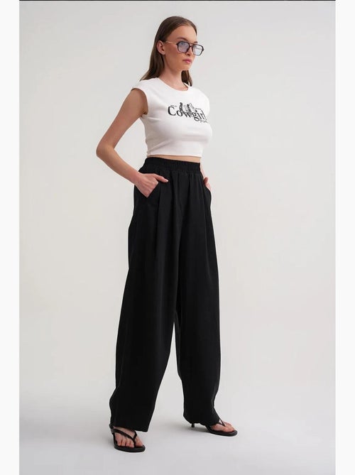 Pantalon droit taille haute en lin mélangé côtelé mixray - Kiabi Pantalon droit taille haute en lin mélangé côtelé mixray - Kiabi