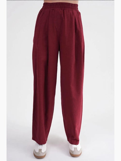 Pantalon droit taille haute en lin mélangé côtelé mixray - Kiabi Pantalon droit taille haute en lin mélangé côtelé mixray - Kiabi