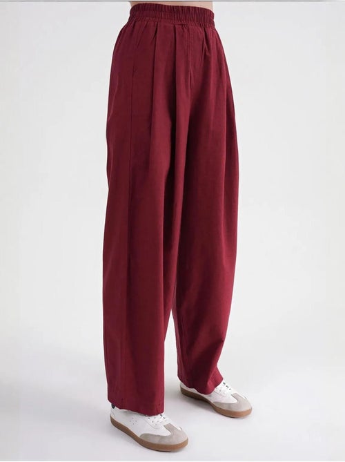 Pantalon droit taille haute en lin mélangé côtelé mixray - Kiabi Pantalon droit taille haute en lin mélangé côtelé mixray - Kiabi