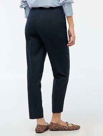 Pantalon droit femme taille haute uni