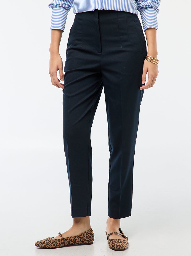 Pantalon droit taille haute femme Bleu - Kiabi