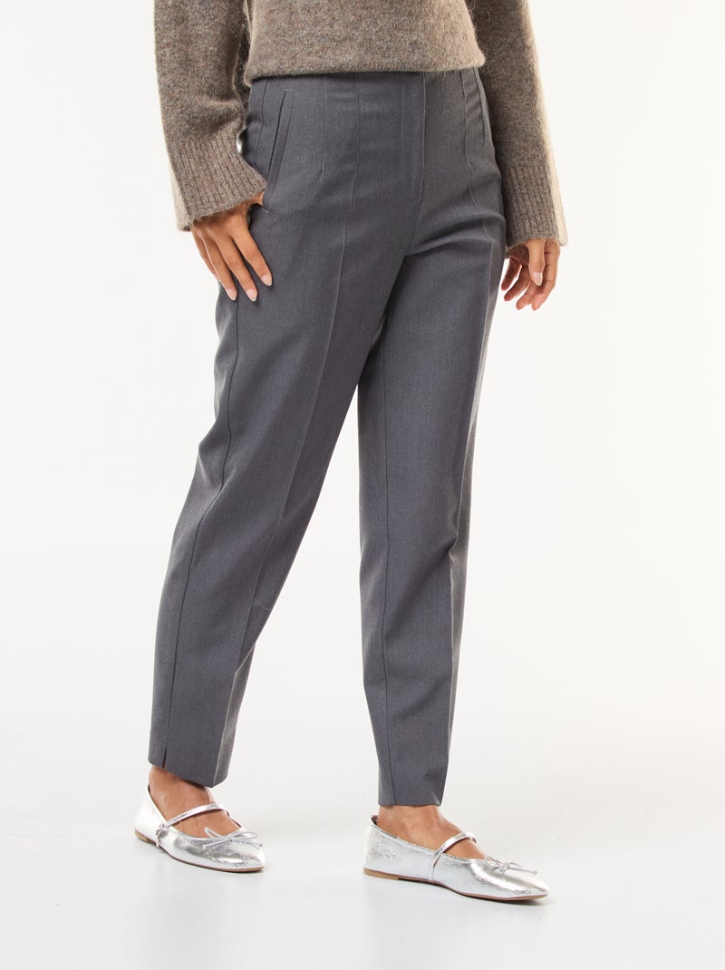 Pantalon droit taille haute Gris - Kiabi