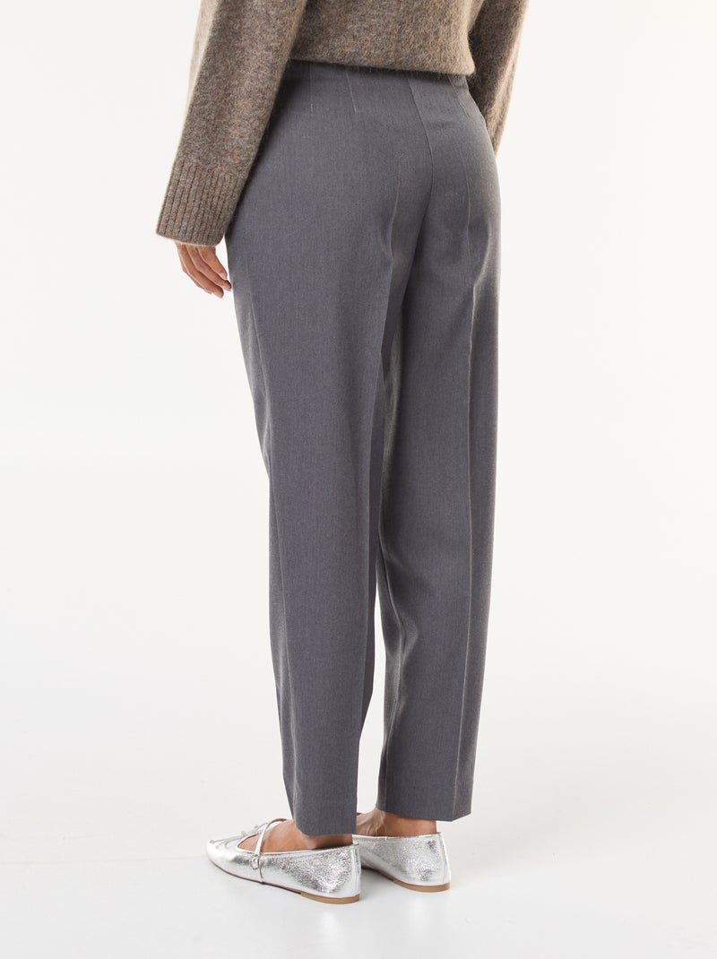 Pantalon droit taille haute Gris - Kiabi