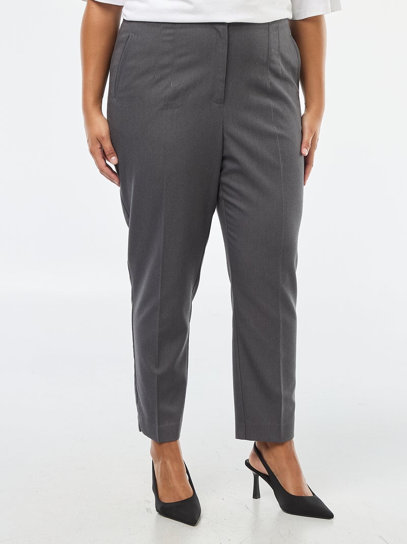 Pantalon droit taille haute Gris - Kiabi