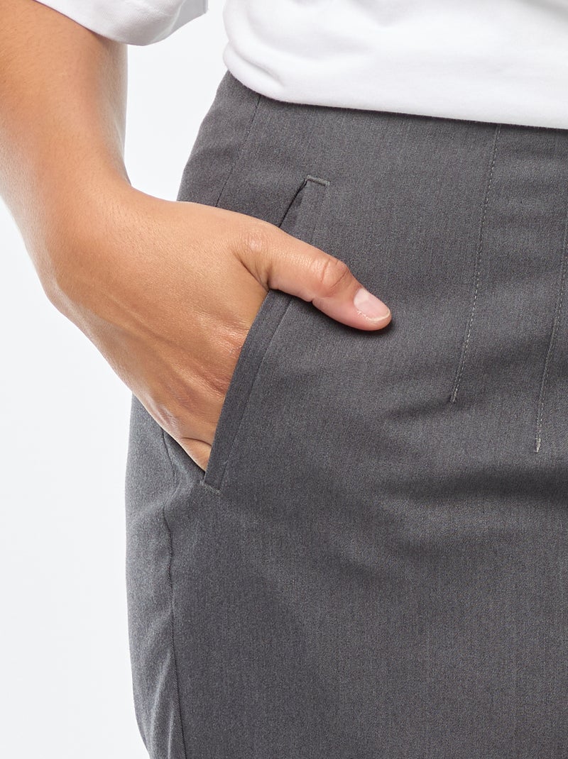 Pantalon droit taille haute Gris - Kiabi