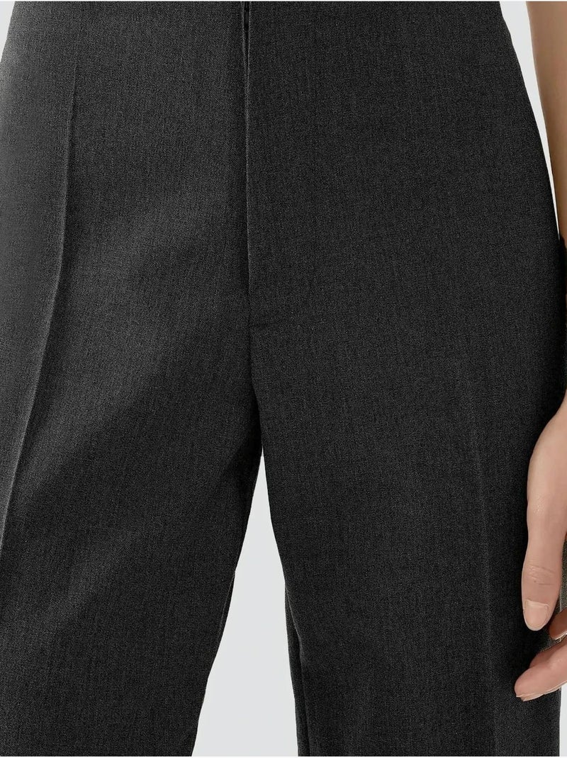 Pantalon droit taille haute Gris foncé - Kiabi