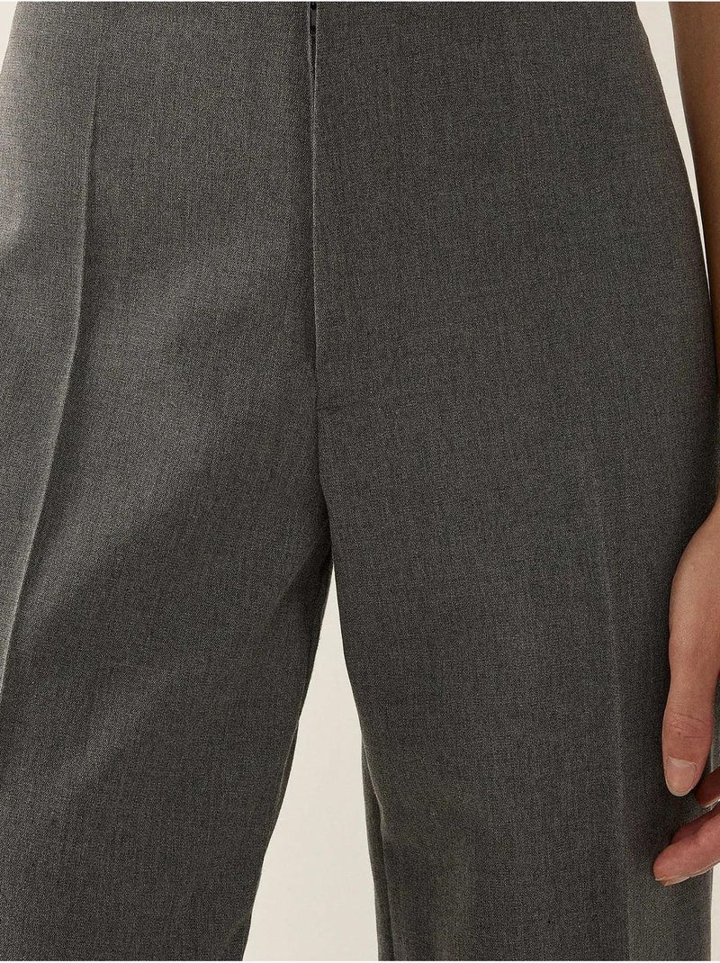 Pantalon droit taille haute Gris - Kiabi