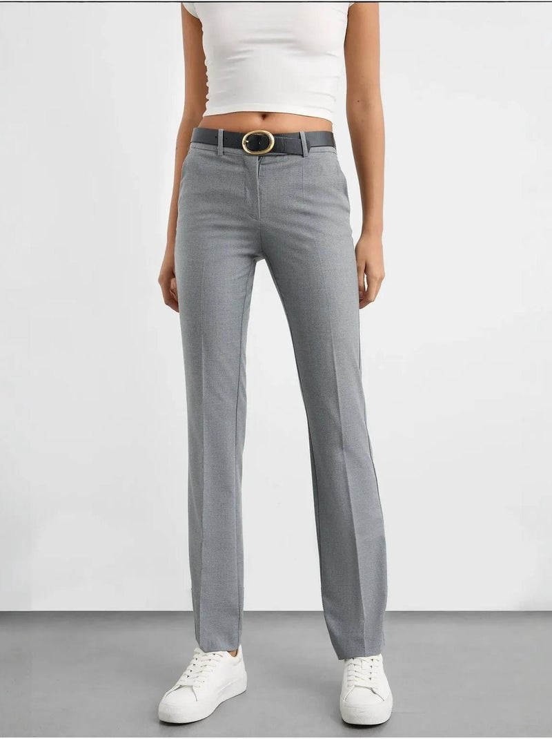 Pantalon droit taille haute Gris - Kiabi