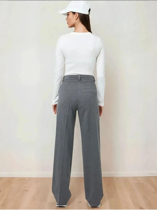 Pantalon droit taille haute - Kiabi
