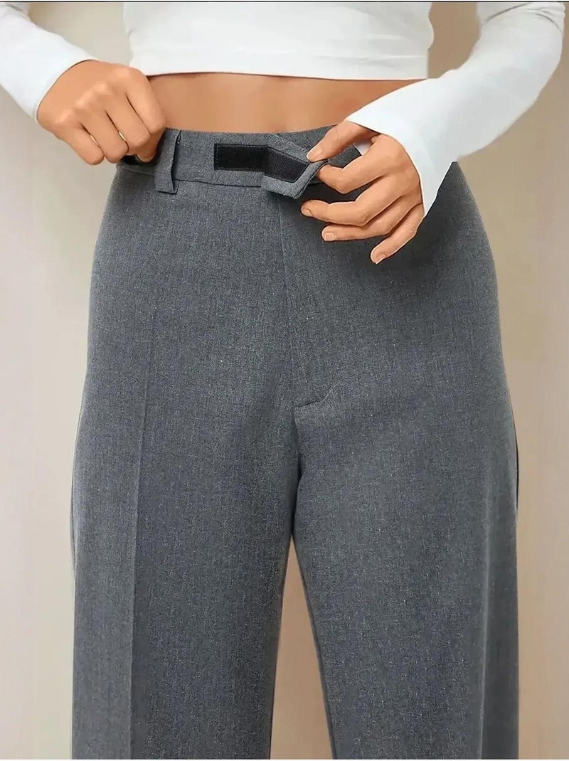 Pantalon droit taille haute Gris - Kiabi
