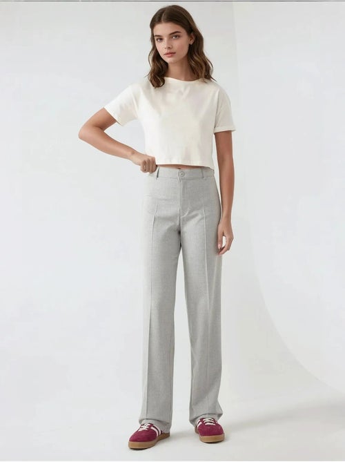 Pantalon droit taille haute hiccup - Kiabi Pantalon droit taille haute hiccup - Kiabi