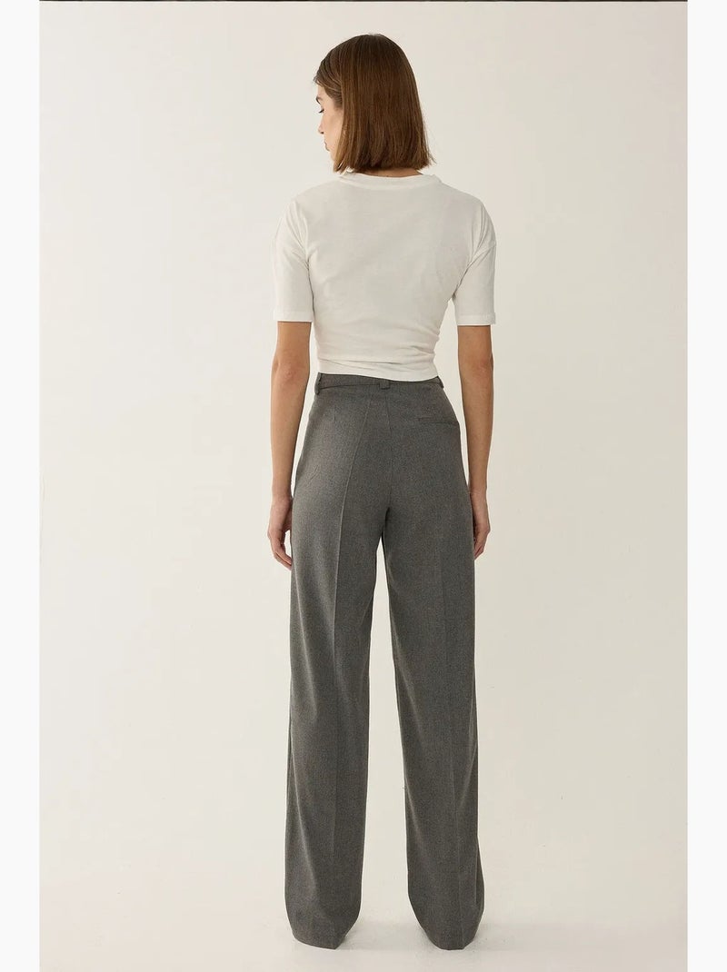 Pantalon droit taille haute hiccup Gris - Kiabi