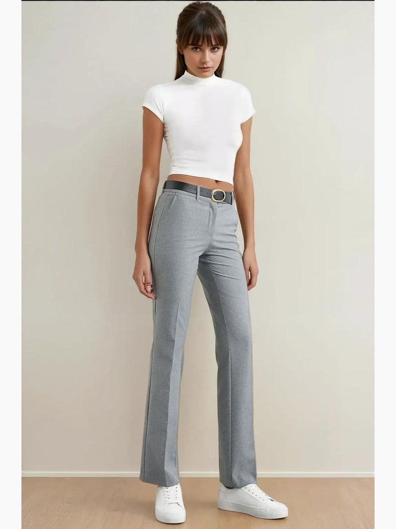 Pantalon droit taille haute hiccup Gris - Kiabi