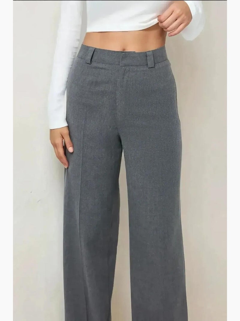 Pantalon droit taille haute hiccup Gris - Kiabi
