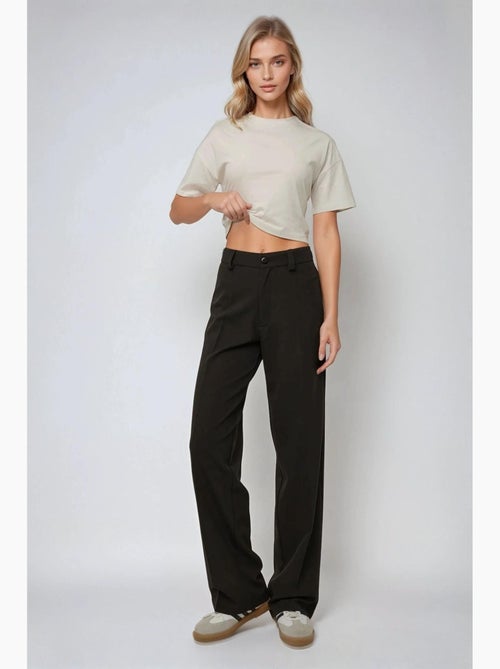Pantalon droit taille haute hiccup - Kiabi Pantalon droit taille haute hiccup - Kiabi