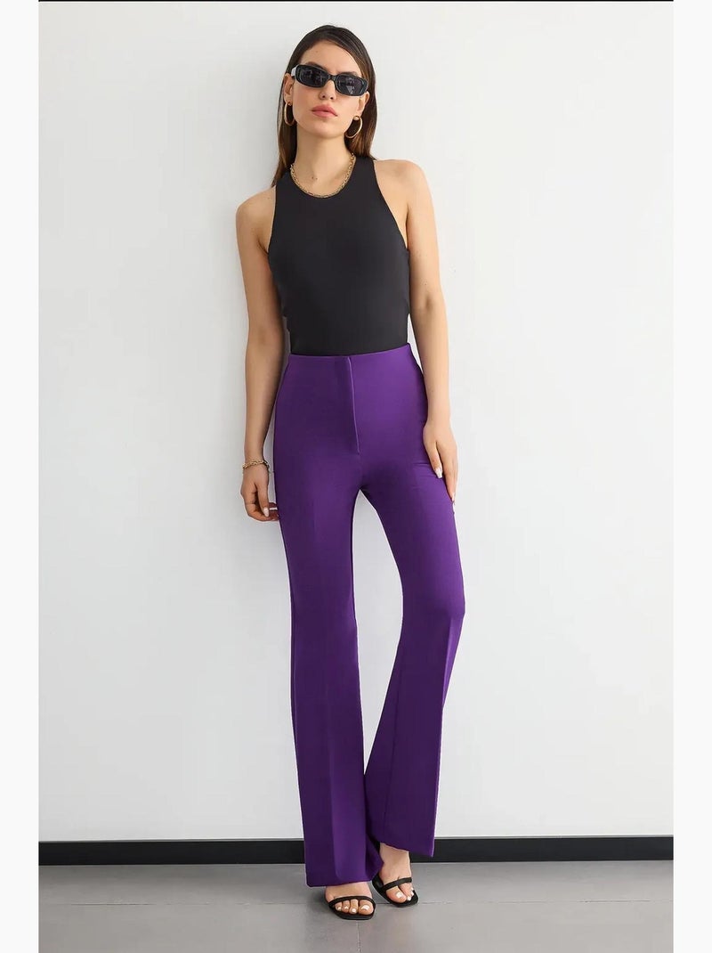 Pantalon droit taille haute hiccup Violet - Kiabi