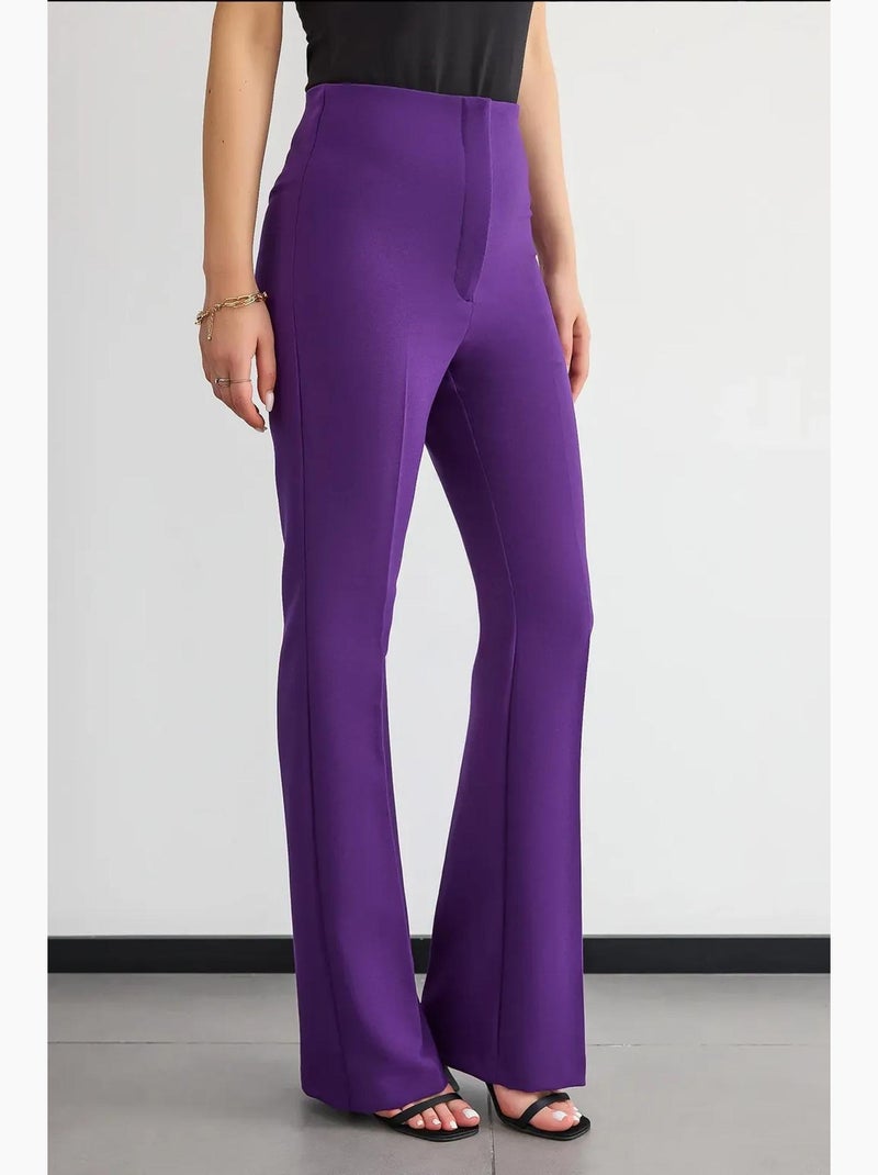 Pantalon droit taille haute hiccup Violet - Kiabi