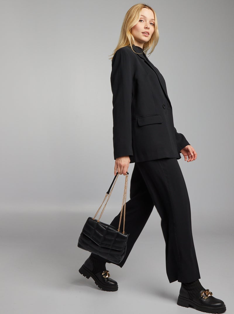 Pantalon droit taille haute Noir - Kiabi