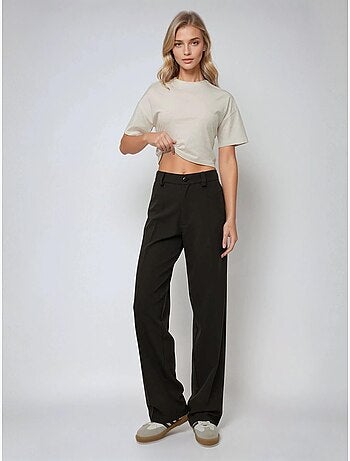 Pantalon droit taille haute