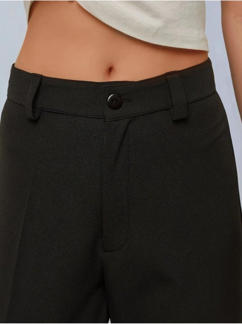 Pantalon droit taille haute Noir - Kiabi