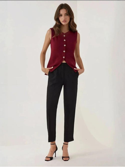 Pantalon droit taille haute - Kiabi Pantalon droit taille haute - Kiabi