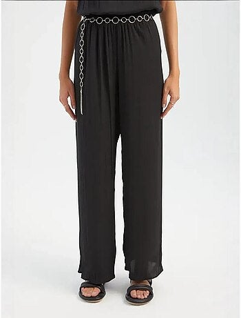 Pantalon droit taille haute plissé