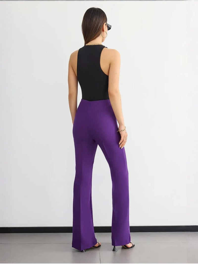Pantalon droit taille haute Violet - Kiabi
