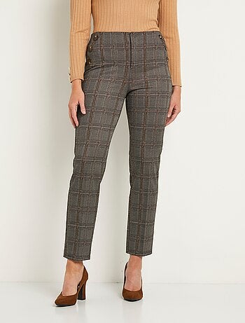 Pantalon droit taille normale maille unie ou carreaux