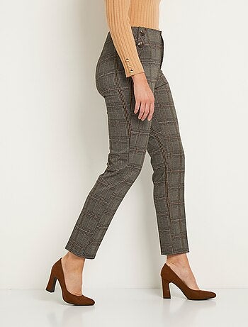 Pantalon droit taille normale maille unie ou carreaux