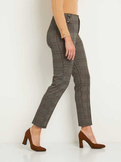 Pantalon droit taille normale maille unie ou carreaux - Kiabi
