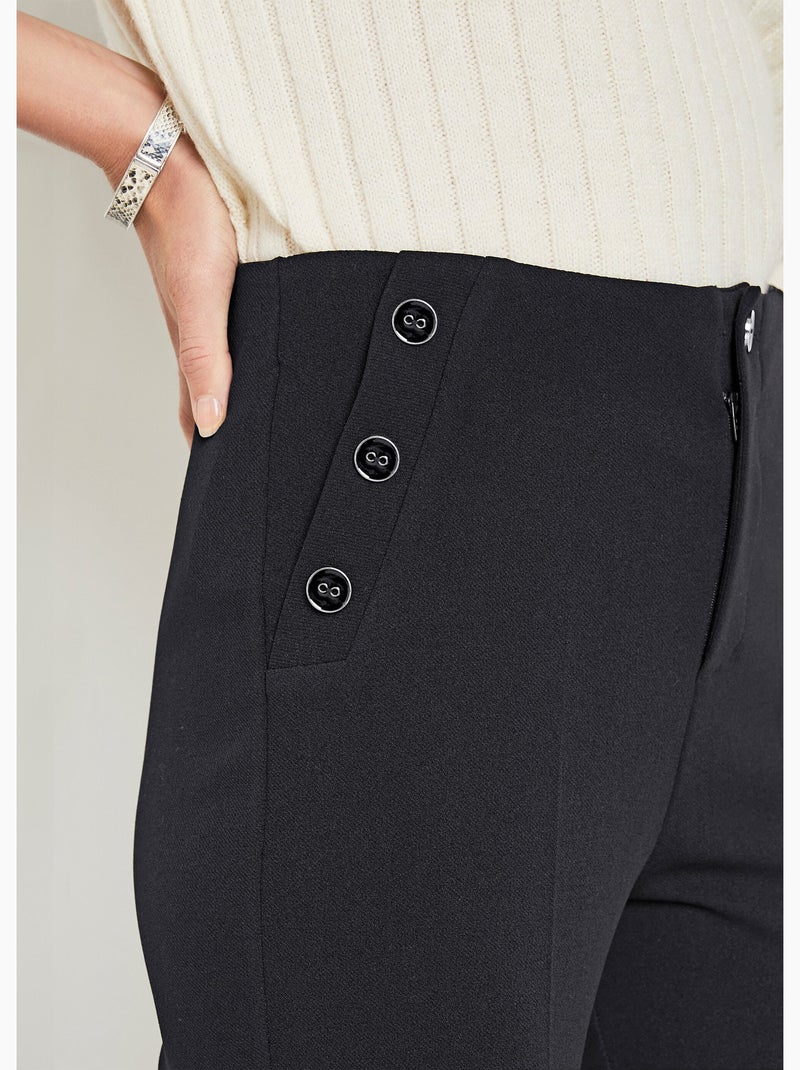 Pantalon droit taille normale maille unie ou carreaux Noir - Kiabi