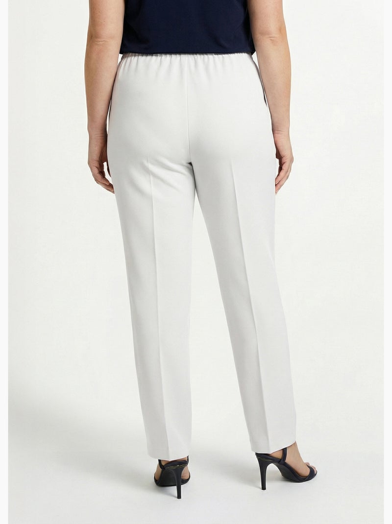 Pantalon droit taille semi-élastiquée - Afibel Blanc - Kiabi