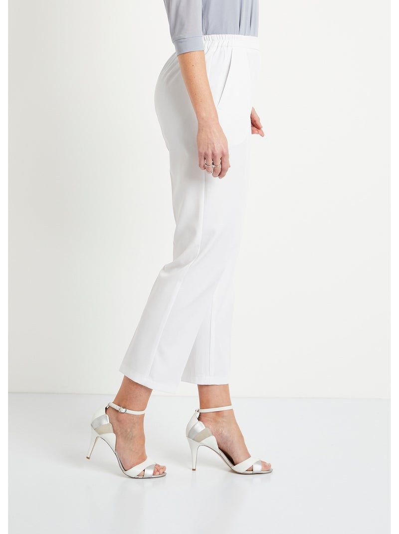 Pantalon droit taille semi-élastiquée - Afibel Blanc - Kiabi