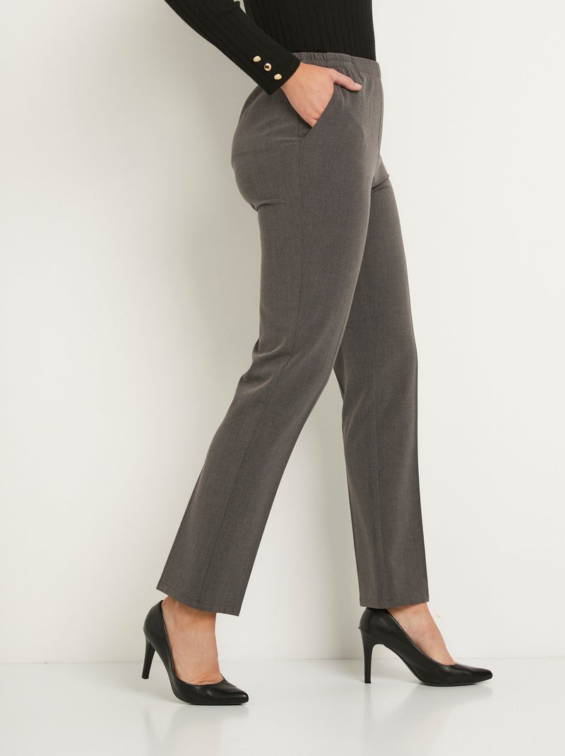 Pantalon droit taille semi-élastiquée - Afibel Gris - Kiabi