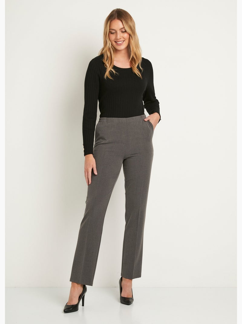 Pantalon droit taille semi-élastiquée - Afibel Gris - Kiabi