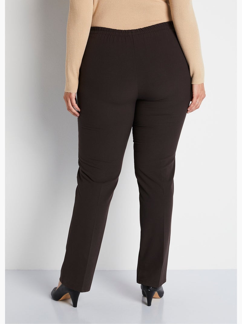 Pantalon droit taille semi-élastiquée - Afibel Marron - Kiabi
