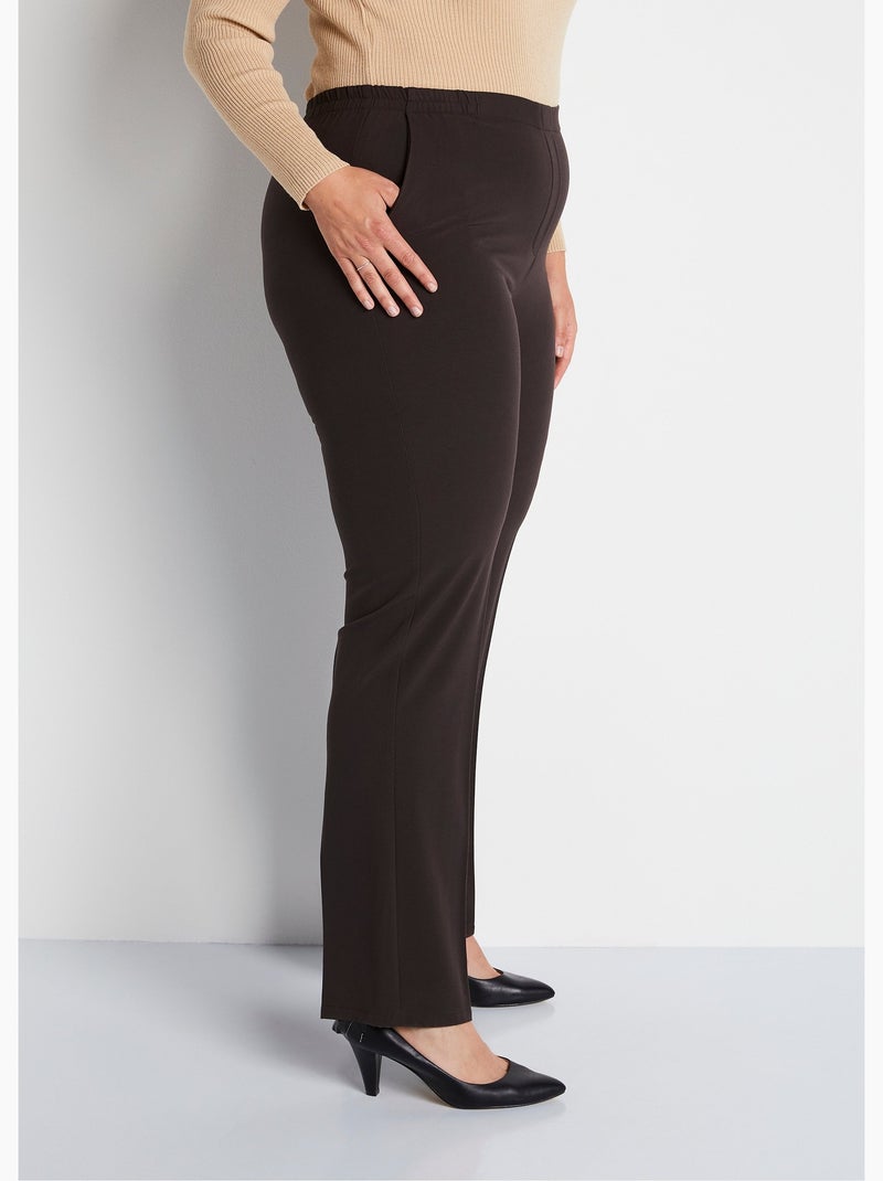 Pantalon droit taille semi-élastiquée - Afibel Marron - Kiabi