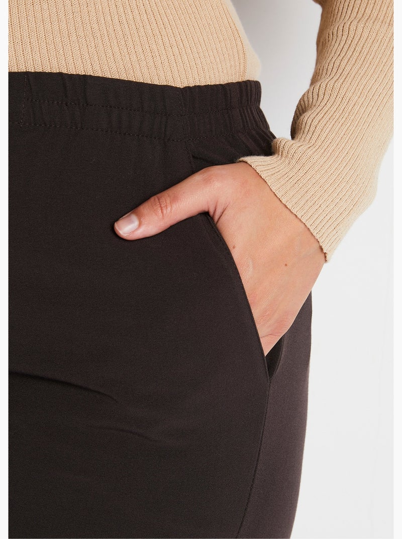 Pantalon droit taille semi-élastiquée - Afibel Marron - Kiabi