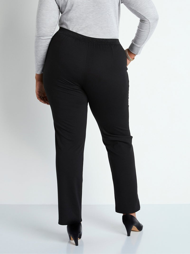 Pantalon droit taille semi élastiquée - Afibel Noir - Kiabi