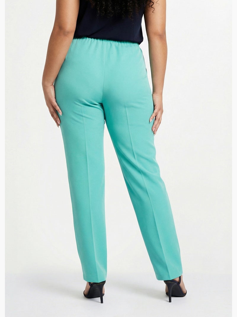 Pantalon droit taille semi-élastiquée - Afibel Vert - Kiabi